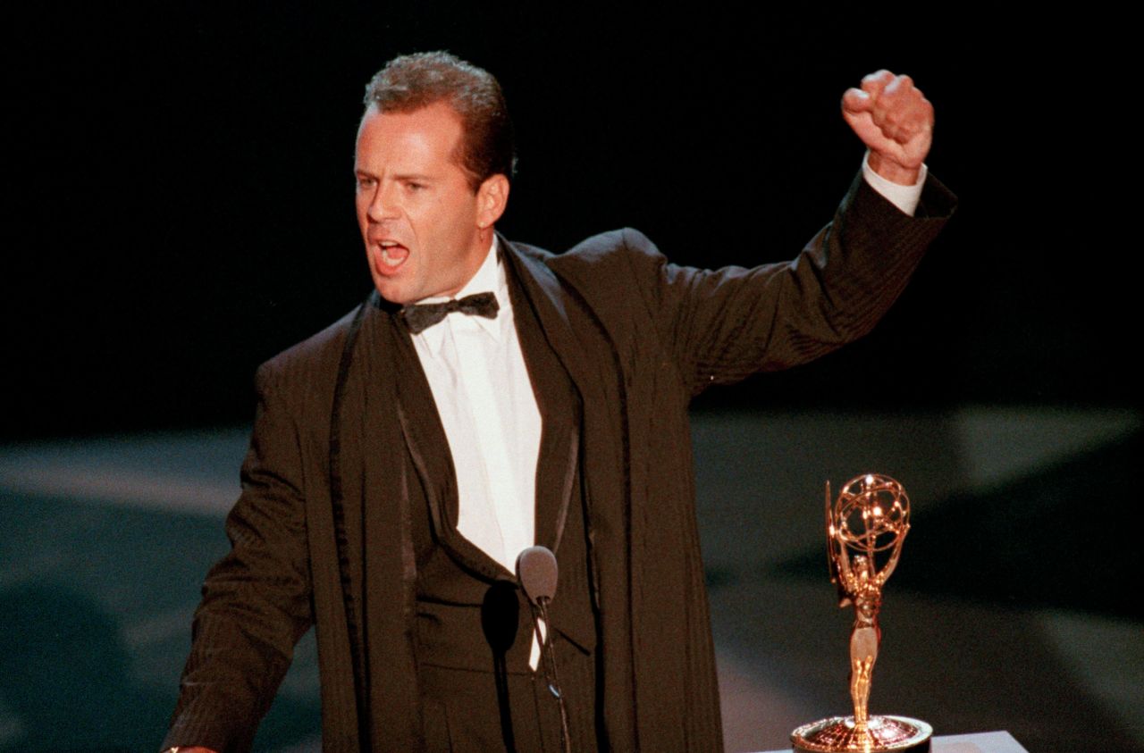 Willis accepts a best actor Emmy Award for "Moonlighting" in 1987.