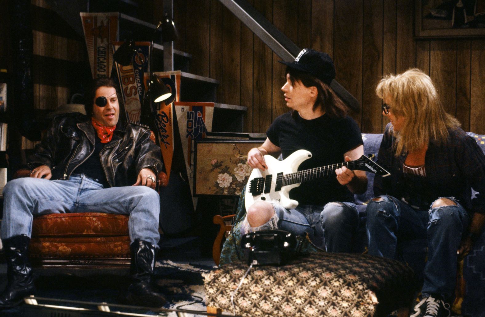 Willis, left, appears on a Wayne's World skit during an episode of "Saturday Night Live" in 1989.