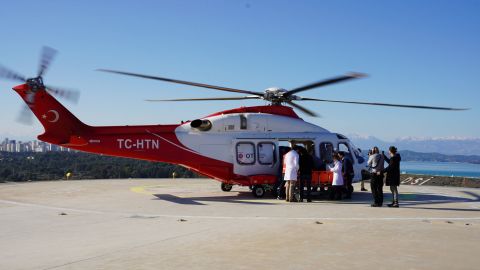 An earthquake survivor was flown to Adana City Teaching and Research Hospital to receive care.