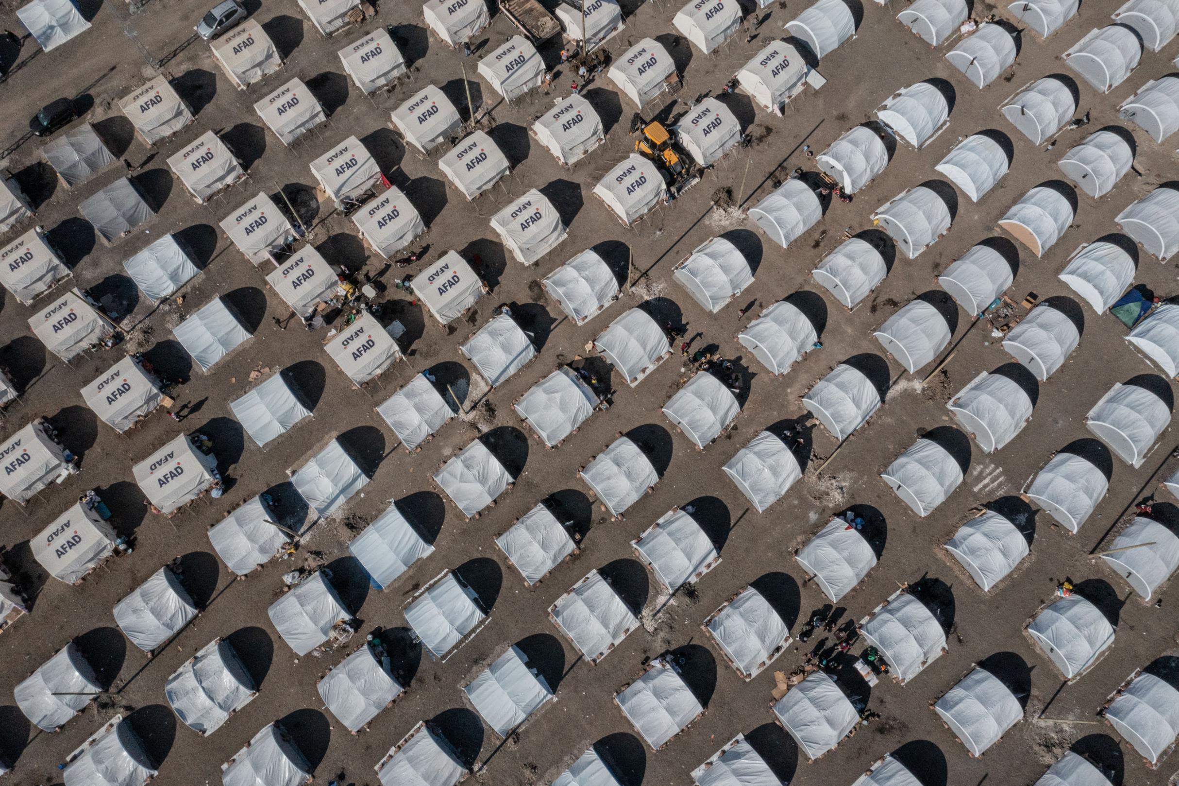 Tent city set up in Hatay, Turkey by the coordination of Disaster and Emergency Management Authority (AFAD) of Turkey on February 18.