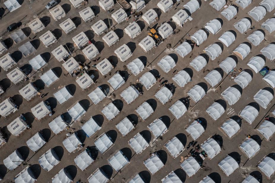 Tent city set up in Hatay, Turkey by the coordination of Disaster and Emergency Management Authority (AFAD) of Turkey on February 18.