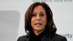 Vice President of the United States Kamala Harris speaks at the Munich Security Conference in Munich, Saturday, Feb. 18, 2023. The 59th Munich Security Conference (MSC) is taking place from Feb. 17 to Feb. 19, 2023 at the Bayerischer Hof Hotel in Munich. 