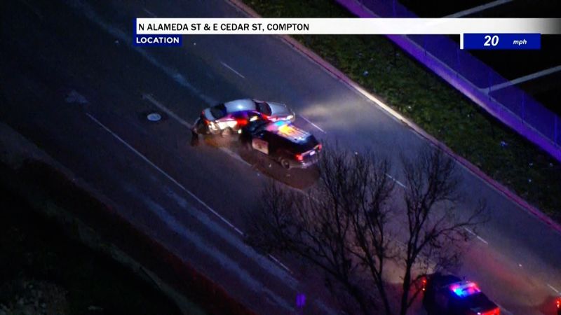 See 5 PIT maneuvers and a spike strip used to stop car in lengthy police chase | CNN