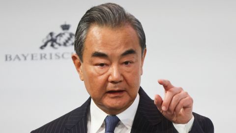 China's top diplomat Wang Yi speaks at the Munich Security Conference in Munich, Germany on February 18.