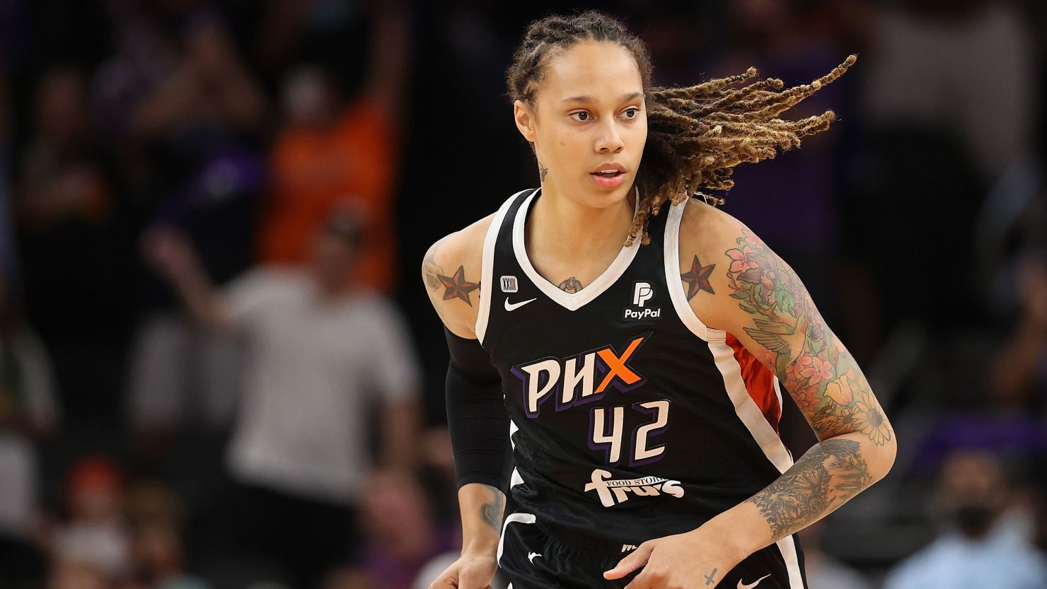 Brittney Griner during the first half in Game Four of the 2021 WNBA semifinals at Footprint Center on October 6, 2021, in Phoenix. 