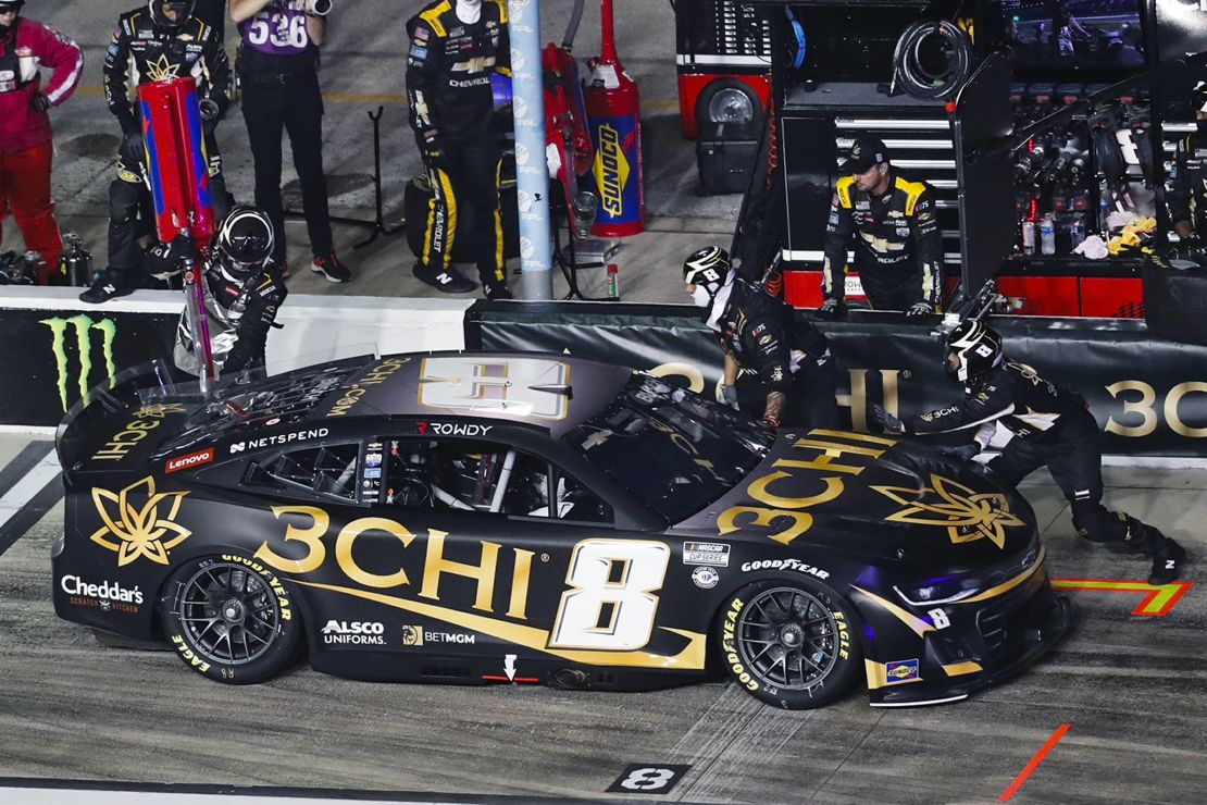 Kyle Busch makes a pit stop during the second of two qualifying auto races Thursday, Feb. 16, 2023, in Daytona Beach, Florida.