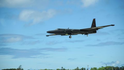 A U-2 Dragon Lady, from Beale Air Force Base, lands at Joint Base Pearl Harbor-Hickam, Hawaii, in 2017. 