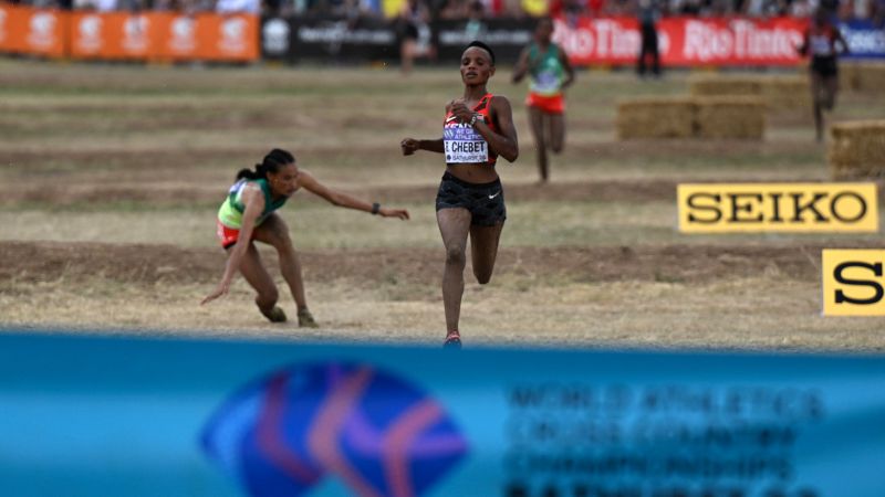 NextImg:Letesenbet Gidey falls within meters of the finishing line when leading world cross country race | CNN