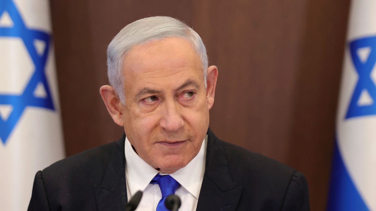 Netanyahu attends the weekly Cabinet meeting Sunday in Jerusalem.