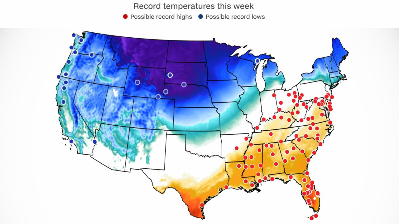 weather possible record highs and lows tuesday to friday
