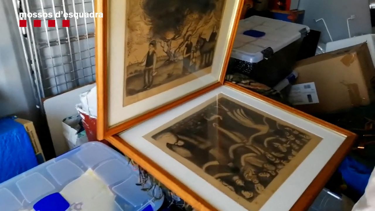 Recovered charcoal drawings by Spanish artist Salvador Dali that had been stolen in Barcelona, Spain, are seen in a police handout photo.