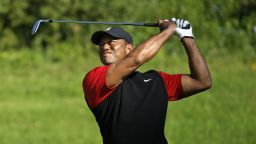 PACIFIC PALISADES, CALIFORNIA - FEBRUARY 19: Tiger Woods of the United States plays his second shot on the fifth hole during the final round of the Genesis Invitational at Riviera Country Club on February 19, 2023 in Pacific Palisades, California. (Photo by Cliff Hawkins/Getty Images)
