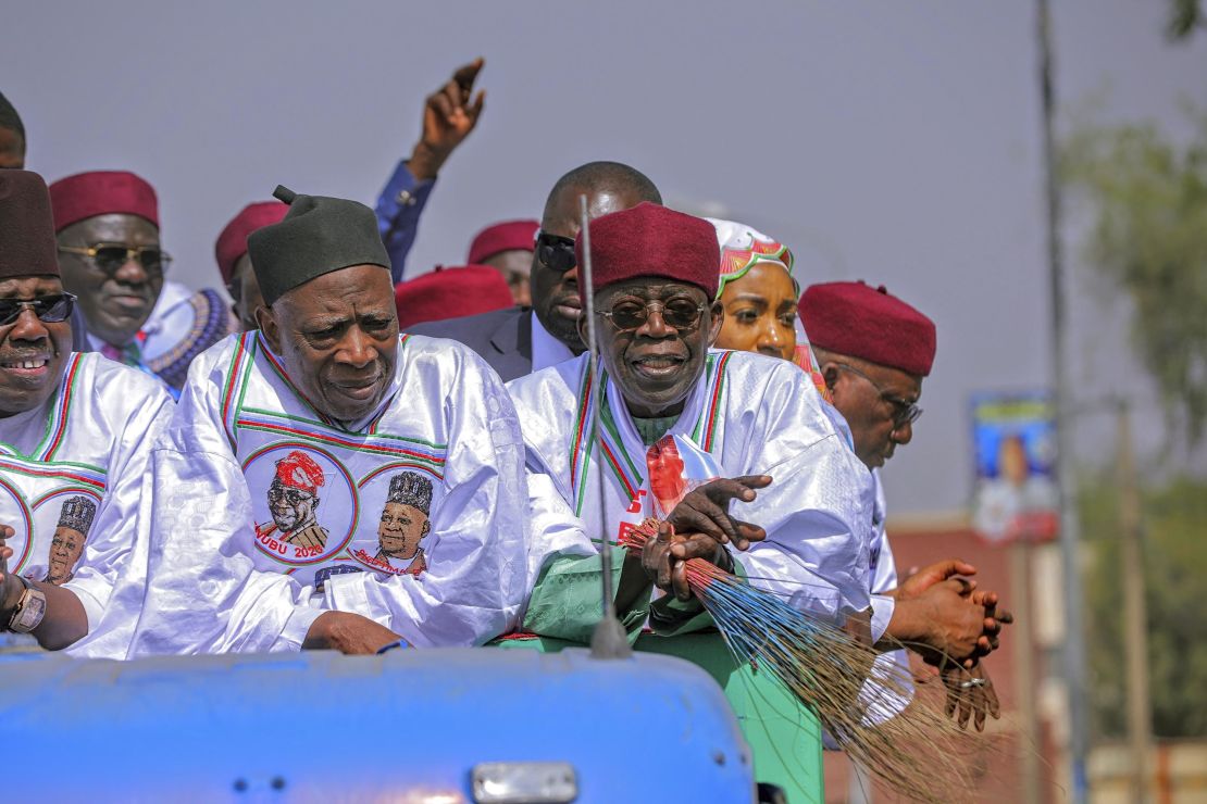 Bola Ahmed Tinubu, foreground right, presidential candidate of the All Progressives Congress, Nigeria ruling party, during an election campaign rally. 
