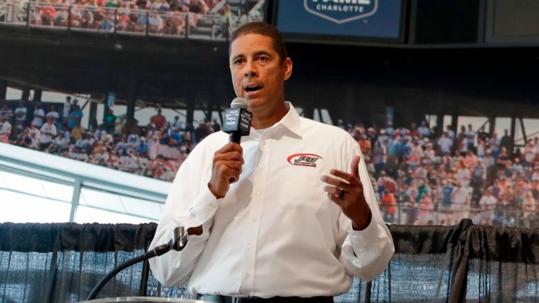Brad Daugherty, part owner of JTG Daugherty Racing, speaks during a media event at the NASCAR Hall of Fame in Concord, N.C., Wednesday, Jan. 23, 2019. (AP Photo/Chuck Burton)
