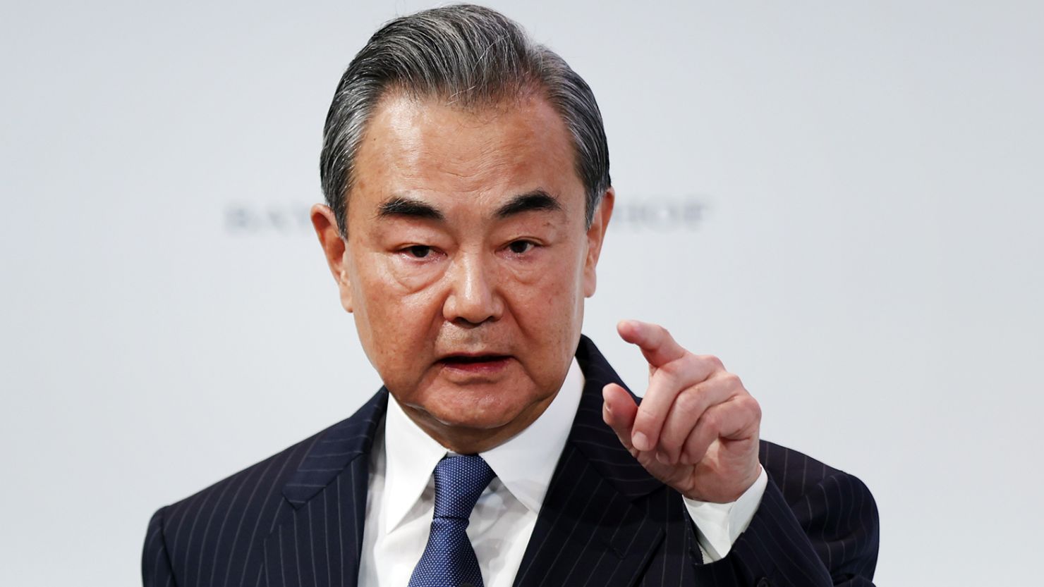 China's top diplomat Wang Yi speaks during the 2023 Munich Security Conference (MSC) on February 18 in Munich, Germany. 