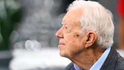 ATLANTA, GA - SEPTEMBER 30: Former president Jimmy Carter prior to the game between the Atlanta Falcons and the Cincinnati Bengals at Mercedes-Benz Stadium on September 30, 2018 in Atlanta, Georgia. (Photo by Scott Cunningham/Getty Images)