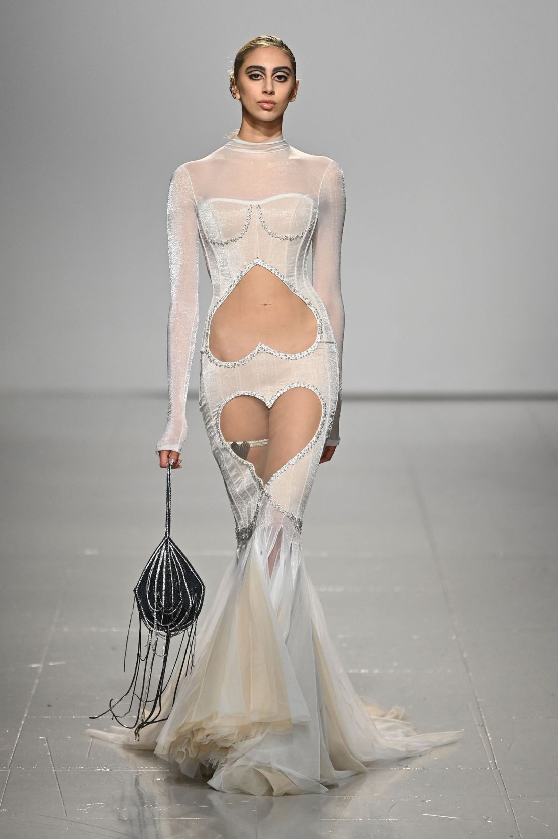 A look by Frolov presented as part of a special Ukrainian Fashion Week show staged at the end of the London schedule.