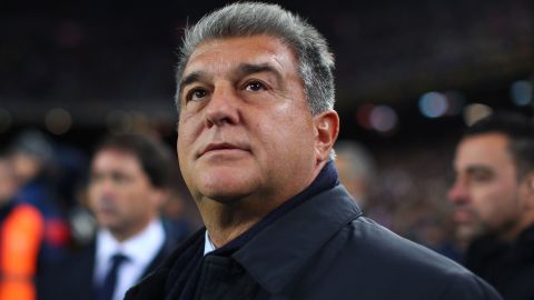 Laporta looks on prior to the LaLiga match between Barça and Getafe on January 22.