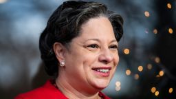 Jennifer McClellan attends a canvassing event in the North Side of Richmond in December 2022. 