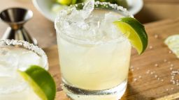 Alcoholic Lime Margarita with Tequila and Sea Salt.