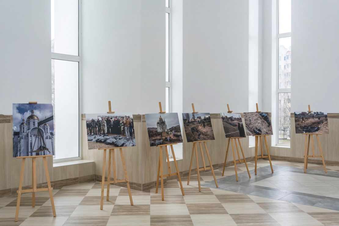 An exhibition of pictures is seen in a hall in the Church of St. Andrew.