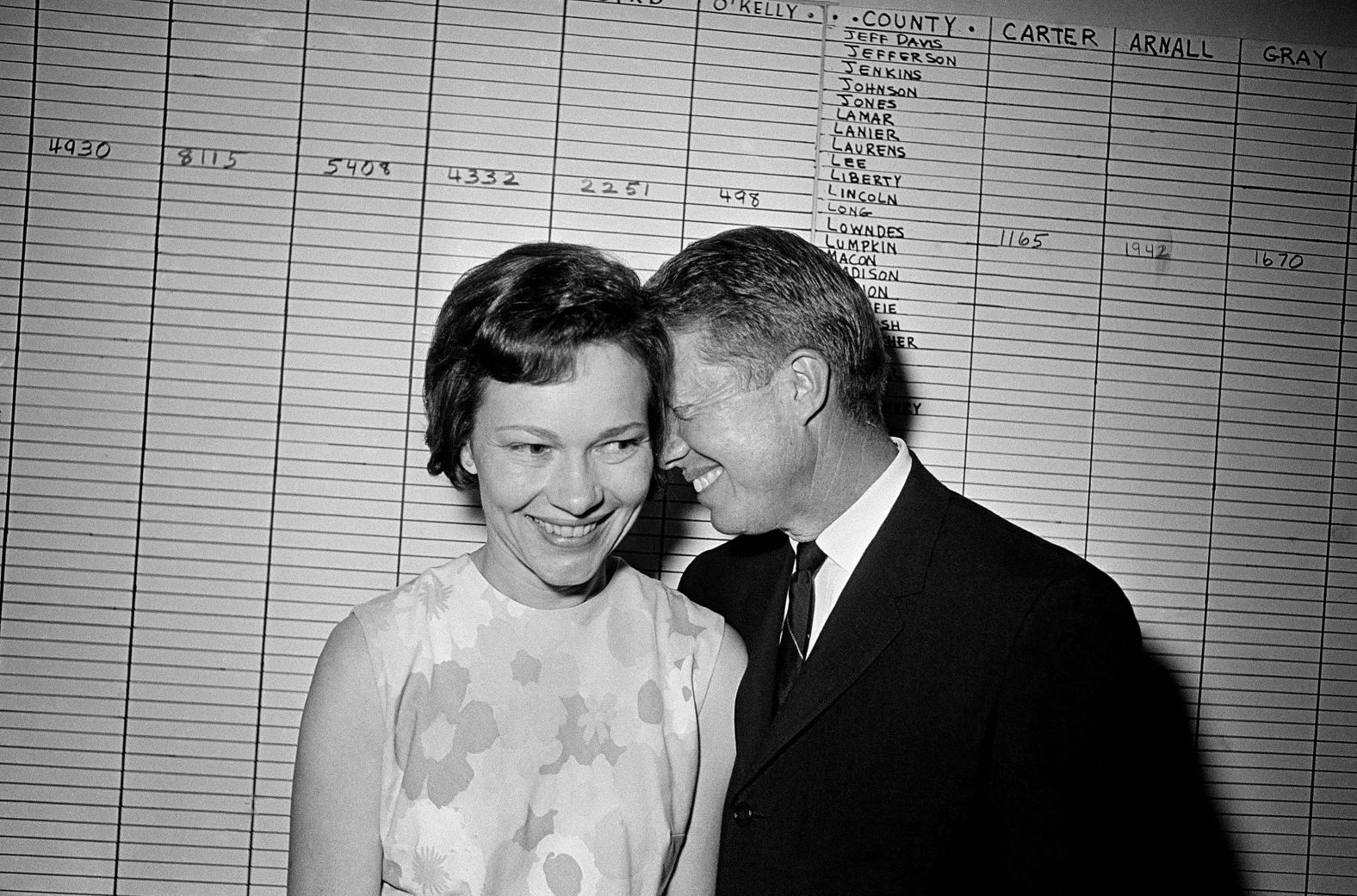 The Carters share a light moment at his campaign headquarters in Atlanta in 1966. Jimmy, a Georgia state senator at the time, ran for governor but lost in the Democratic primary.