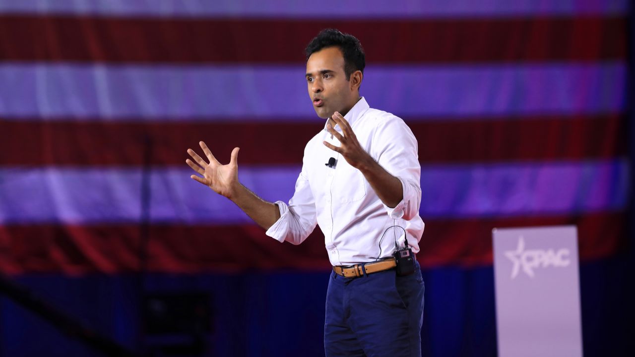 Vivek Ramaswamy speaks during the Conservative Political Action Conference (CPAC) in Dallas, Texas, on Friday, August 5, 2022. 
