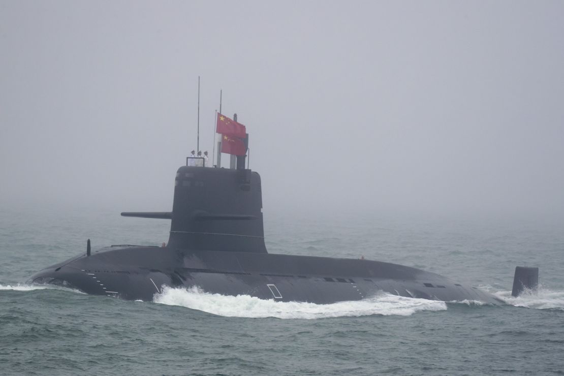 A Great Wall 236 submarine of the PLA Navy, participates in a naval parade on April 23, 2019.