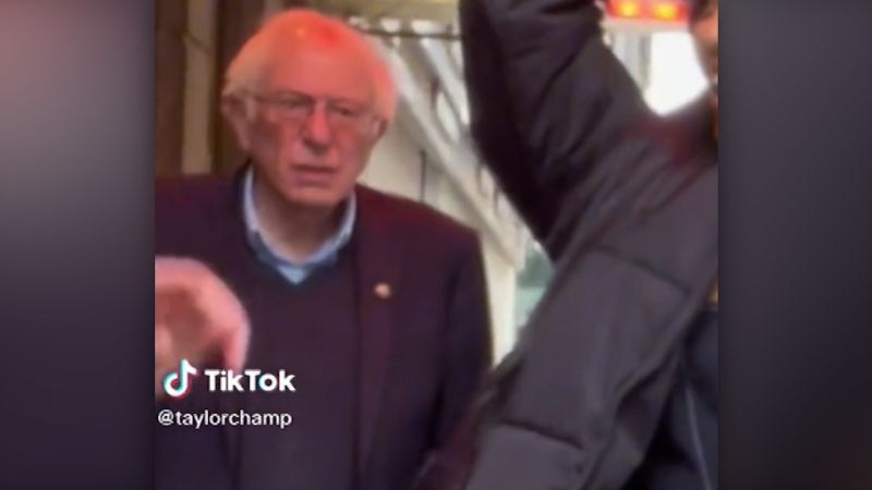 NextImg:Bernie Sanders lives up to grumpy reputation in TikTok cameo | CNN Politics