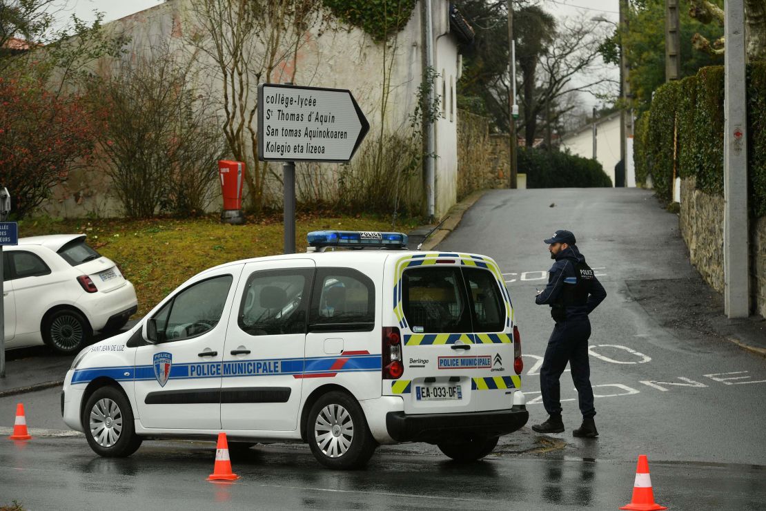 Municipal police secure a perimeter around the school in southwestern France on Wednesday.