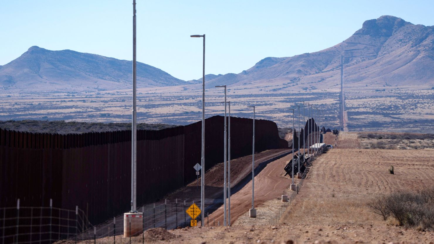 The US-Mexico Border in Cochise County near Sierra Vista, Arizona, on February 16, 2023.