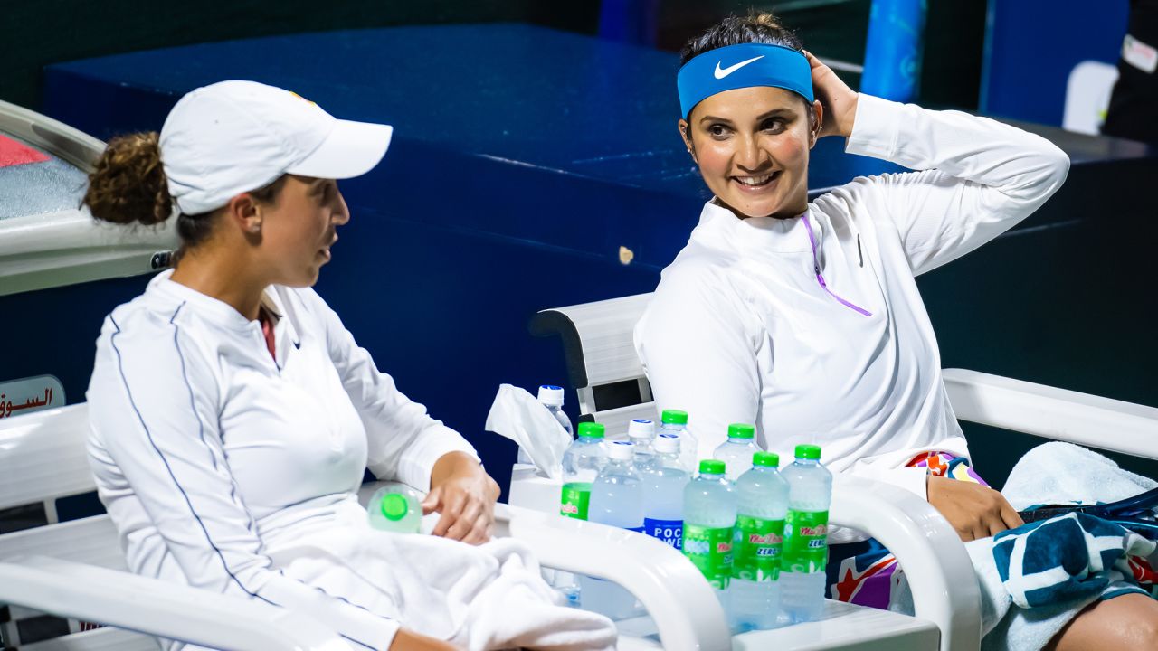 Sania Mirza (R) played her last-ever career match on at the Dubai Duty Free Tennis tournament on Tuesday.