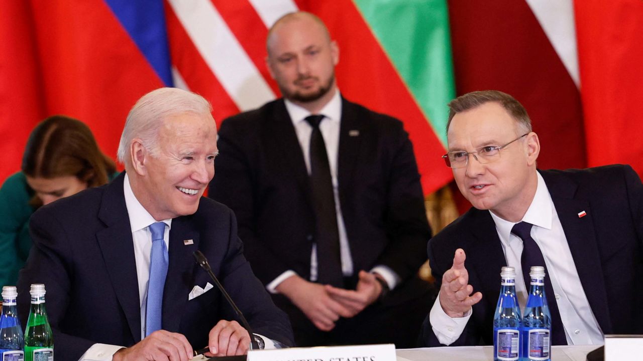 The move to send jets by Poland's President Andrzej Duda, seen last month with US President Joe Biden, could put pressure on other NATO allies to do the same.