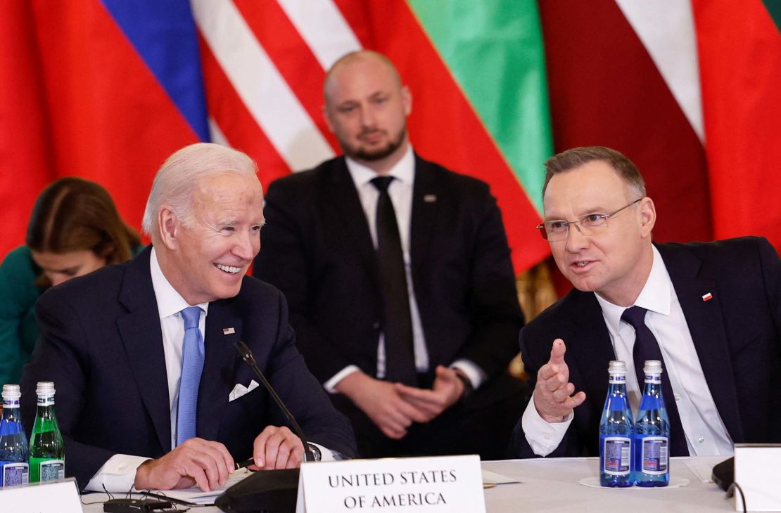 The move to send jets by Poland's President Andrzej Duda, seen last month with US President Joe Biden, could put pressure on other NATO allies to do the same.