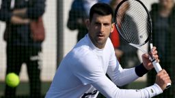 Serbian tennis player Novak Djokovic attends a training session in Belgrade on February  22, 2023. (Photo by ANDREJ ISAKOVIC / AFP) (Photo by ANDREJ ISAKOVIC/AFP via Getty Images)