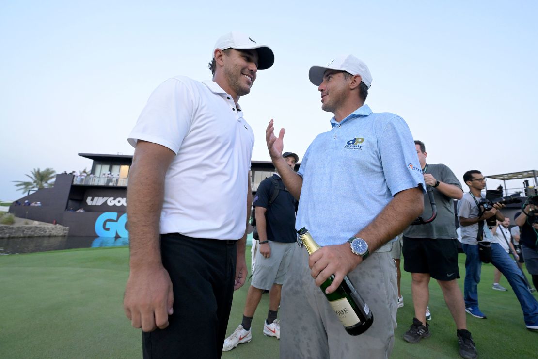 Brooks and Chase Koepka toast their victory at the LIV Golf Invitiational - Jeddah.