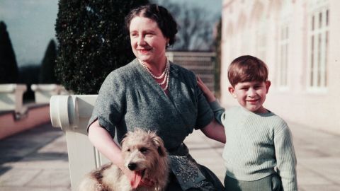 Then-Prince Charles as a small boy with his grandmother, the Queen Mother.