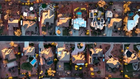 Aerial view of a neighborhood in Ivins, Utah.