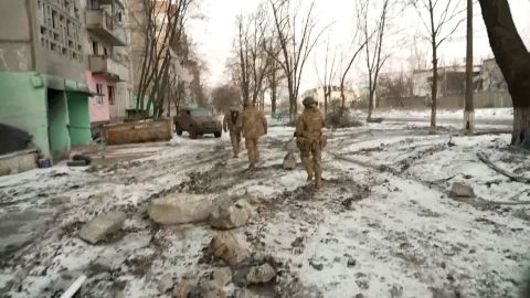 The 'Phalanx' unit walks through Vuhledar.