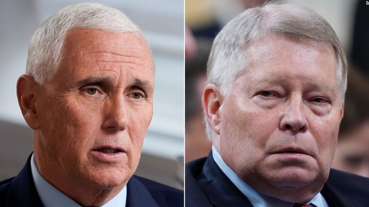 Former Vice President Mike Pence, left, and conservative attorney J. Michael Luttig.