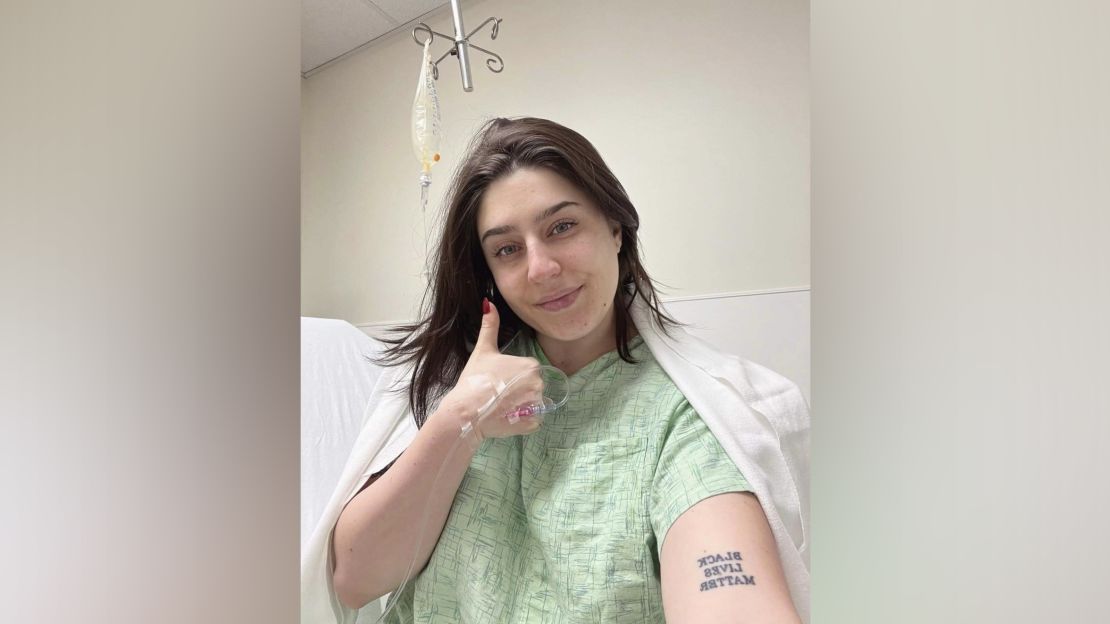 Samantha Carlucci recently had a hysterectomy that included the removal of her fallopian tubes.