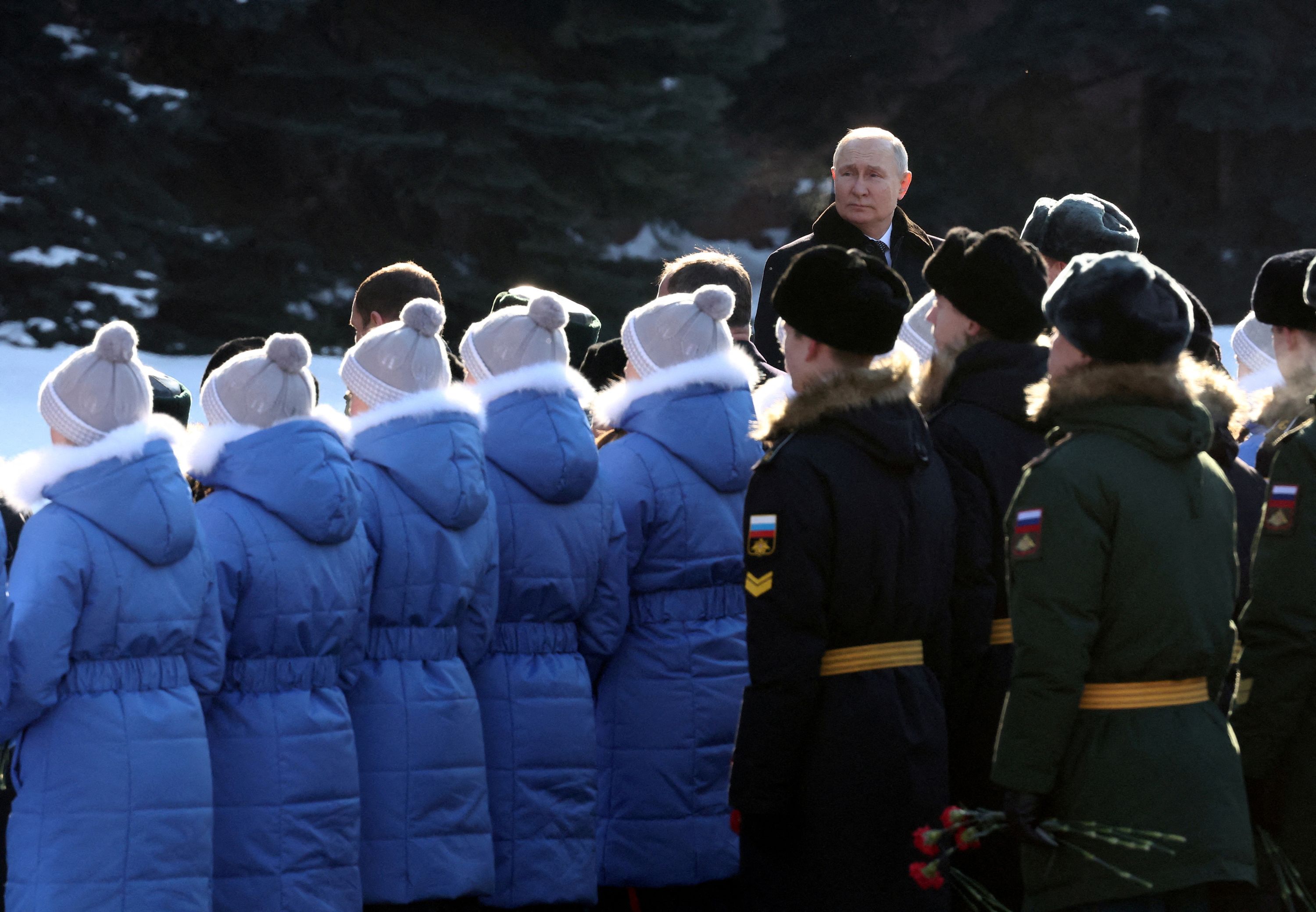 Russian President Vladimir Putin at a wreath-laying ceremony.