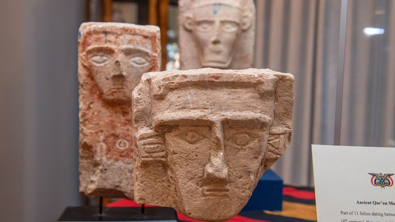 Funerary stones on display at a repatriation ceremony, hosted by Yemen's embassy in Washington, D.C. on Tuesday. Credit: Erica J. Knight