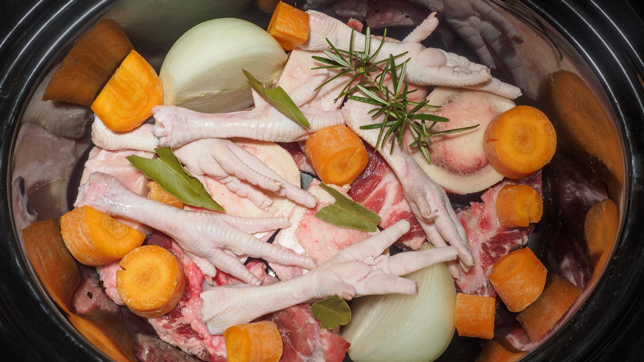 Chicken feet can be among the tasty bone broth ingredients, providing a great source of collagen.