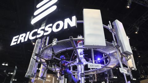 The Ericsson booth at the Mobile World Congress Americas event in Los Angeles, California, in 2019