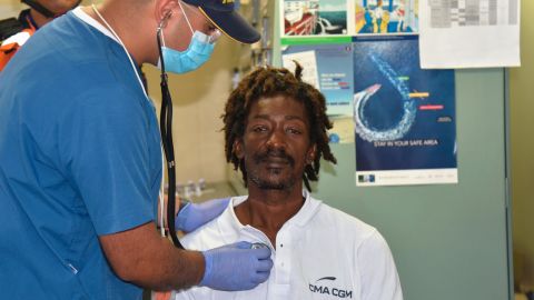 Elvis Francois receives a medical checkup after being rescued in Cartagena, Colombia, on January 16, 2023. Heinz is asking the public to help contact him so they can buy him a new boat in celebration of his successful rescue.