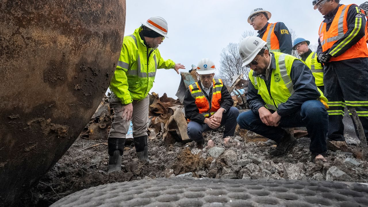 U.S. Secretary of Transportation Pete Buttigieg visited East Palestine, Ohio, with Department of Transportation Investigators at the site of the derailment on Thursday. 