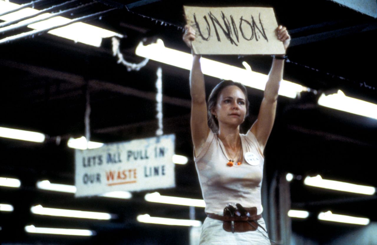 Field plays the titular character in the film "Norma Rae" in 1979. She earned a best actress Oscar for her role as a textile worker turned union organizer.