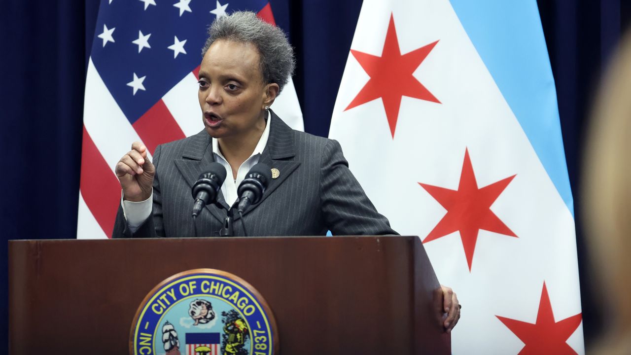 Chicago Mayor Lori Lightfoot speaks to the media following a city council meeting on February 1, 2023. 