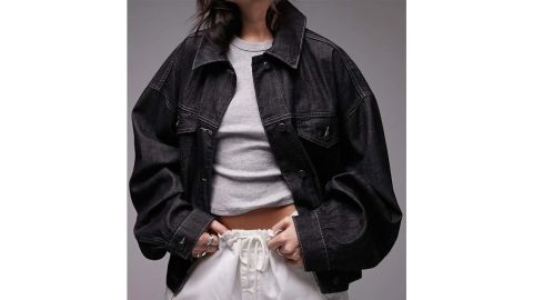 underscored Topshop Balloon Topshop Oversized Cotton Denim Trucker Jacke